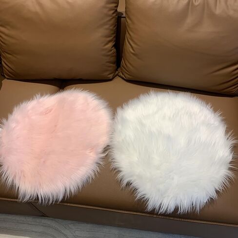 Faux Fur Placemats White Fur Table Runner Small Luxury Shaggy Sheepskin Table Linen Wedding Decor Designer Accessories Set of 2 (White, 18 x 12 inches) in Saudi Arabia