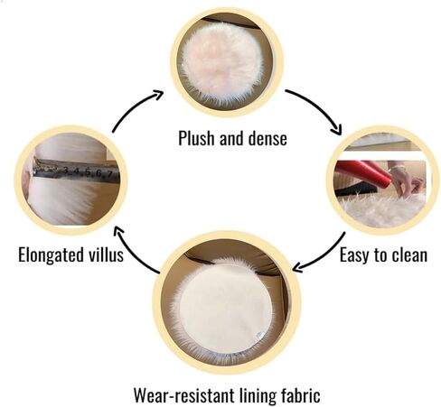Faux Fur Placemats White Fur Table Runner Small Luxury Shaggy Sheepskin Table Linen Wedding Decor Designer Accessories Set of 2 (White, 18 x 12 inches) in Saudi Arabia
