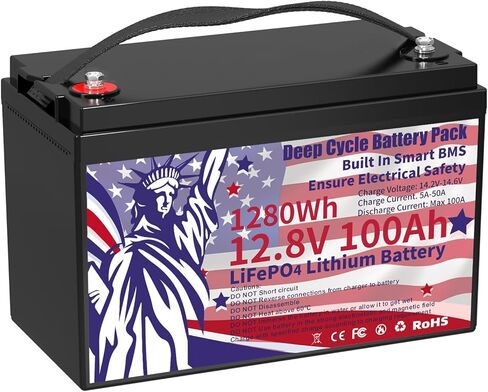 12V 100AH Lithium Iron Phosphate – 1280WH, BMS, 8000+ Cycles, 10+ Years for Yacht/RV/Home Solar in Saudi Arabia