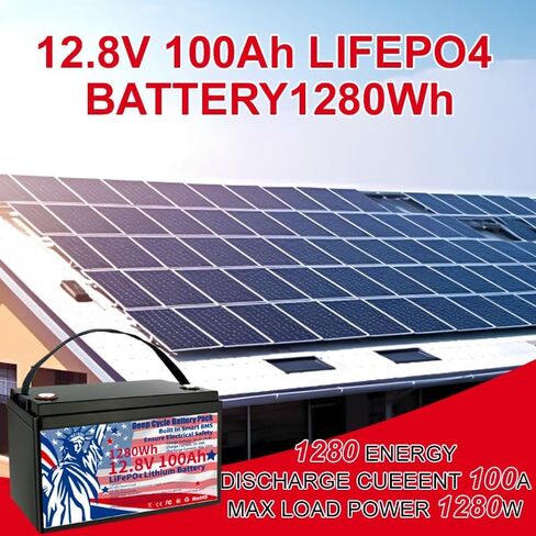 12V 100AH Lithium Iron Phosphate – 1280WH, BMS, 8000+ Cycles, 10+ Years for Yacht/RV/Home Solar in Saudi Arabia