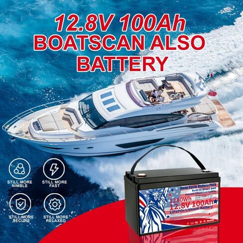 12V 100AH Lithium Iron Phosphate – 1280WH, BMS, 8000+ Cycles, 10+ Years for Yacht/RV/Home Solar in Saudi Arabia