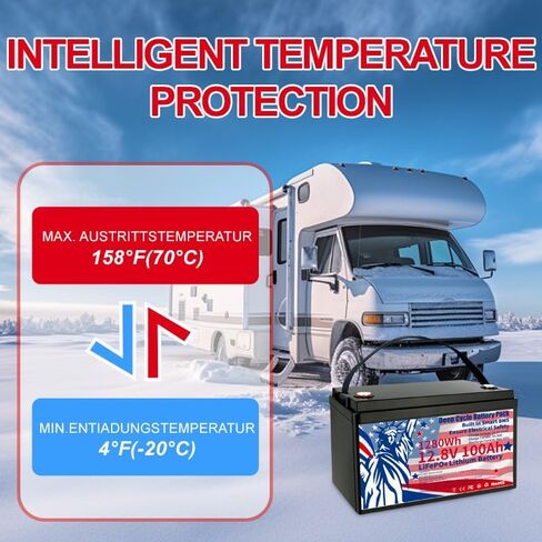 12V 100AH Lithium Iron Phosphate – 1280WH, BMS, 8000+ Cycles, 10+ Years for Yacht/RV/Home Solar in Saudi Arabia