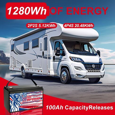 12V 100AH Lithium Iron Phosphate – 1280WH, BMS, 8000+ Cycles, 10+ Years for Yacht/RV/Home Solar in Saudi Arabia