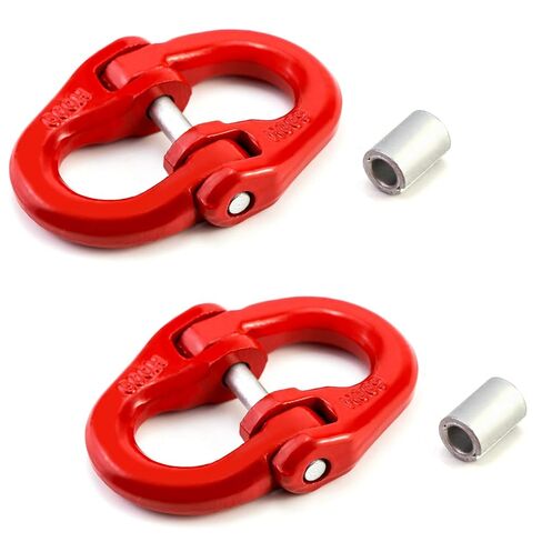 QWORK G80 Alloy Steel Coupling Link, 2 Pack, 3/8" Hammer Lock Chain Connector, 7100 lbs Working Load Limit, Red in Kuwait