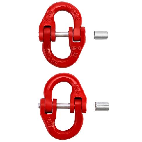 QWORK G80 Alloy Steel Coupling Link, 2 Pack, 3/8" Hammer Lock Chain Connector, 7100 lbs Working Load Limit, Red in Kuwait