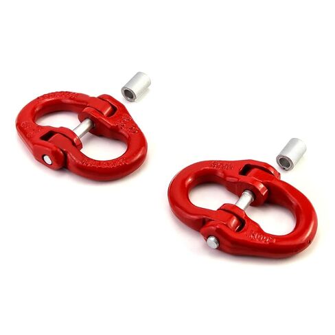 QWORK G80 Alloy Steel Coupling Link, 2 Pack, 3/8" Hammer Lock Chain Connector, 7100 lbs Working Load Limit, Red in Kuwait