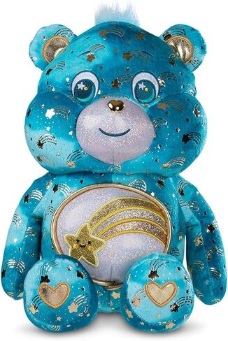 Basic Fun Care Bears 35 cm Luminous Belly Plush - Wish Bear - Soft Environmentally Friendly Toy with Illuminated Belly Badge - Comfortable Collectable Item for Children and Fans in Saudi Arabia