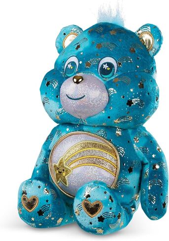 Basic Fun Care Bears 35 cm Luminous Belly Plush - Wish Bear - Soft Environmentally Friendly Toy with Illuminated Belly Badge - Comfortable Collectable Item for Children and Fans in Saudi Arabia