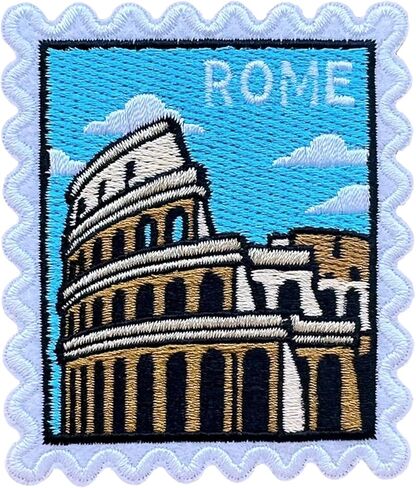 Rome Colosseum Stamp 3 Inches Embroidery Patch, Iron On/Sew On Travel Embroidered Applique Patch,Travel Patches, Fabric Patches for Clothes Backpacks Hats, DIY Accessories Gifts for Travelers in Saudi Arabia