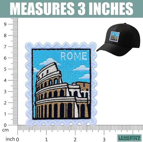 Rome Colosseum Stamp 3 Inches Embroidery Patch, Iron On/Sew On Travel Embroidered Applique Patch,Travel Patches, Fabric Patches for Clothes Backpacks Hats, DIY Accessories Gifts for Travelers in Saudi Arabia