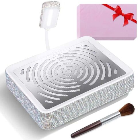 Nail Dust Collector with Lamp & 50pcs Disposable Filter & Dusting Brush, Electric Nail Vacuum Cleaner Dust Fan Suction Machine for Manicure Acrylic Gel Nails Polishing, Low Noise, Salon Home in Saudi Arabia