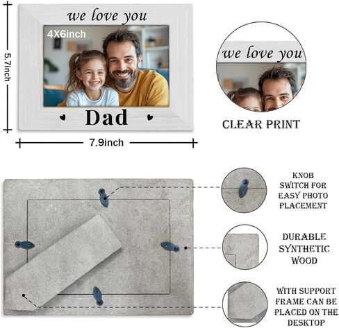 Grandpa Gift, Father's Day Gift for Grandpa, Grandpa Birthday Christmas Thanksgiving Gift, Photo Gifts Wooden Picture Frame, We Love You Grandpa Photo Frame Decor, To Assemble 4*6 Inches Photo in Kuwait