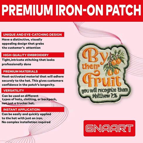 By Their Fruit You Will Recognize Them Patch 3 Inches Matthew 7: 16, Christian Faith Religious Iron On/Sew On Embroidery Fabric Applique Patches for Trucker Hats Clothes Backpack DIY Accessories Gifts in Kuwait