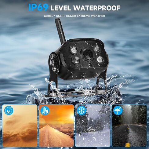 BIGJADE Extra Backup Camera 1080P for 7 inch Monitor with Record Function Waterproof IP69K in Kuwait
