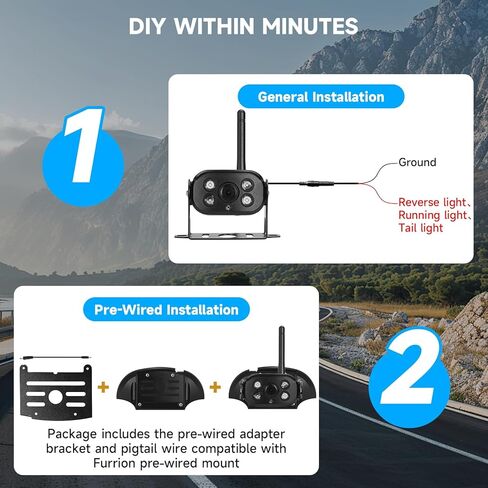 BIGJADE Extra Backup Camera 1080P for 7 inch Monitor with Record Function Waterproof IP69K in Kuwait