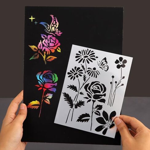 5PCS Creative Leaf Art Stencils - Palm Fern Turtle Plant Leaves Template for Painting Reusable DIY Stencils Art Drawing Templates for Wood Wall Door Canvas Home Decor BLC29-03 in Saudi Arabia
