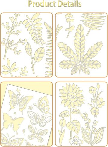 5PCS Creative Leaf Art Stencils - Palm Fern Turtle Plant Leaves Template for Painting Reusable DIY Stencils Art Drawing Templates for Wood Wall Door Canvas Home Decor BLC29-03 in Saudi Arabia