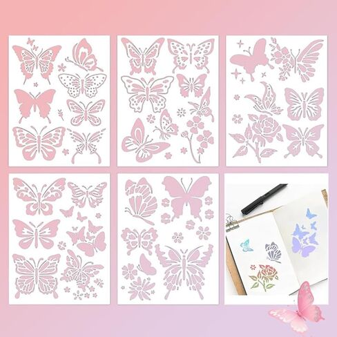 5PCS Creative Leaf Art Stencils - Palm Fern Turtle Plant Leaves Template for Painting Reusable DIY Stencils Art Drawing Templates for Wood Wall Door Canvas Home Decor BLC29-03 in Saudi Arabia