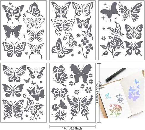 5PCS Creative Leaf Art Stencils - Palm Fern Turtle Plant Leaves Template for Painting Reusable DIY Stencils Art Drawing Templates for Wood Wall Door Canvas Home Decor BLC29-03 in Saudi Arabia