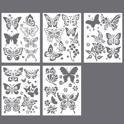 5PCS Creative Leaf Art Stencils - Palm Fern Turtle Plant Leaves Template for Painting Reusable DIY Stencils Art Drawing Templates for Wood Wall Door Canvas Home Decor BLC29-03 in Saudi Arabia