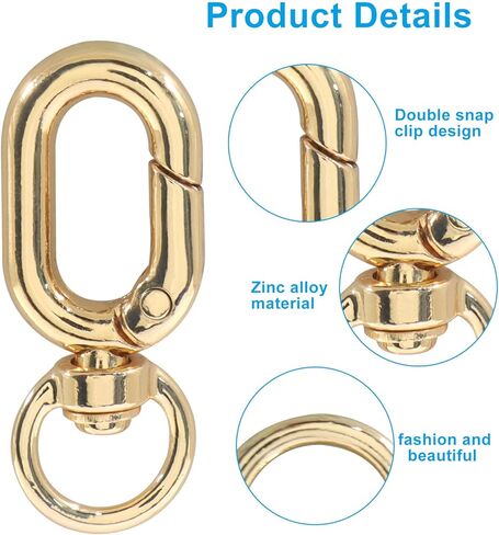 2Pcs Metal Swivel Spring Clasps, Double Opening Swivel Clasp Clips, Key Chain Hook for Craft Making, DIY Crafts (Silver) in Saudi Arabia