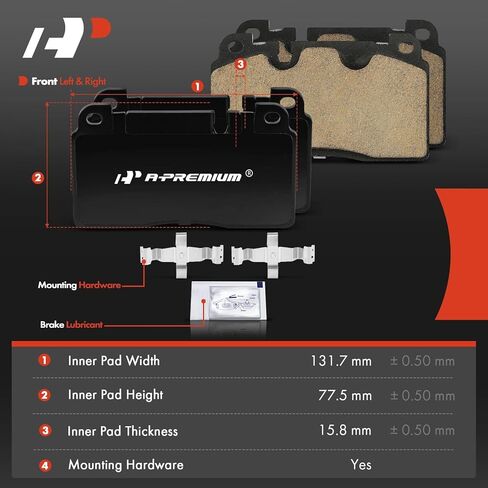 A-Premium Front Ceramic Disc Brake Pads Set Compatible with Audi Q5 2013 2.0L, Q5 2014-2017, 4 Pcs in Saudi Arabia