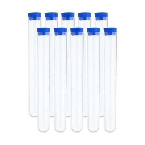 PATIKIL 70ml Test Tubes Set, 25pcs 5.91x0.79" PS Clear Round Bottom Test Tube Containers with Stopper for Bead Party Candy Bath Salt Storage Scientific Experiment Plant Propagation, Black in Saudi Arabia