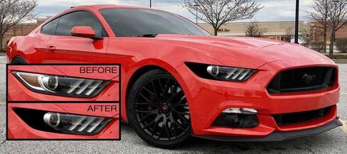 2015-2017 و2020 GT500 موستانج S550 المصباح الأمامي العنبر عدسة الزاوية الفينيل التعتيم - أسود لامع in Saudi Arabia