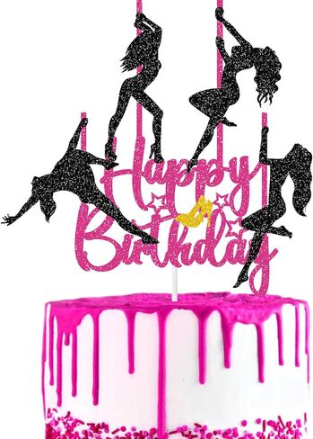 Pole Dancer Happy Birthday Cake Topper, Sports Theme Cake Topper, Pole Dancer Girl Bachelorette Bridal Shower Birthday Party Cake Decor Supplies in Saudi Arabia