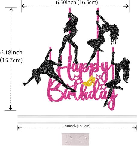 Pole Dancer Happy Birthday Cake Topper, Sports Theme Cake Topper, Pole Dancer Girl Bachelorette Bridal Shower Birthday Party Cake Decor Supplies in Saudi Arabia