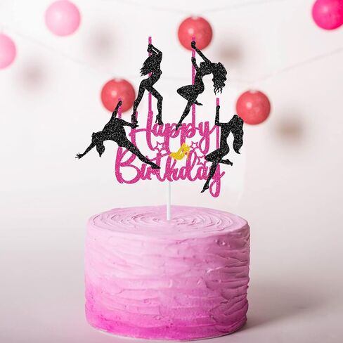 Pole Dancer Happy Birthday Cake Topper, Sports Theme Cake Topper, Pole Dancer Girl Bachelorette Bridal Shower Birthday Party Cake Decor Supplies in Saudi Arabia