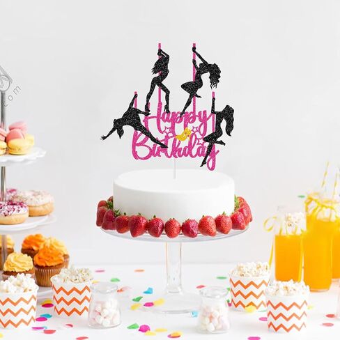 Pole Dancer Happy Birthday Cake Topper, Sports Theme Cake Topper, Pole Dancer Girl Bachelorette Bridal Shower Birthday Party Cake Decor Supplies in Saudi Arabia