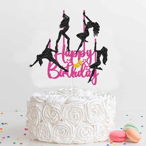 Pole Dancer Happy Birthday Cake Topper, Sports Theme Cake Topper, Pole Dancer Girl Bachelorette Bridal Shower Birthday Party Cake Decor Supplies in Saudi Arabia