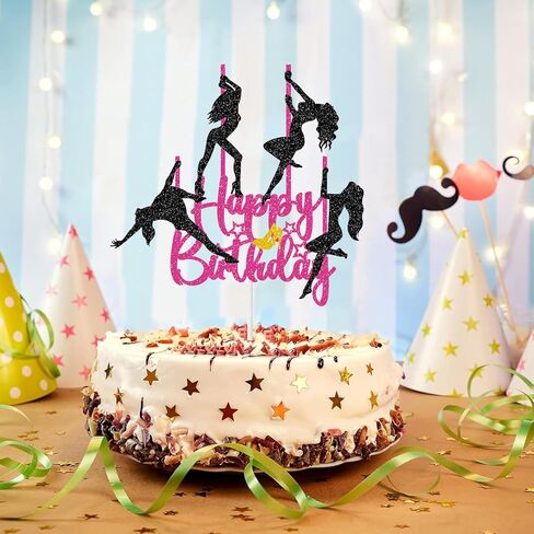 Pole Dancer Happy Birthday Cake Topper, Sports Theme Cake Topper, Pole Dancer Girl Bachelorette Bridal Shower Birthday Party Cake Decor Supplies in Saudi Arabia