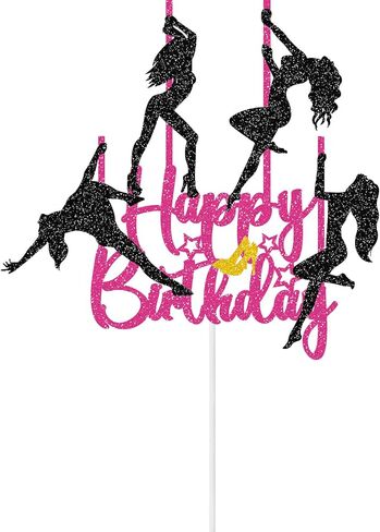 Pole Dancer Happy Birthday Cake Topper, Sports Theme Cake Topper, Pole Dancer Girl Bachelorette Bridal Shower Birthday Party Cake Decor Supplies in Saudi Arabia