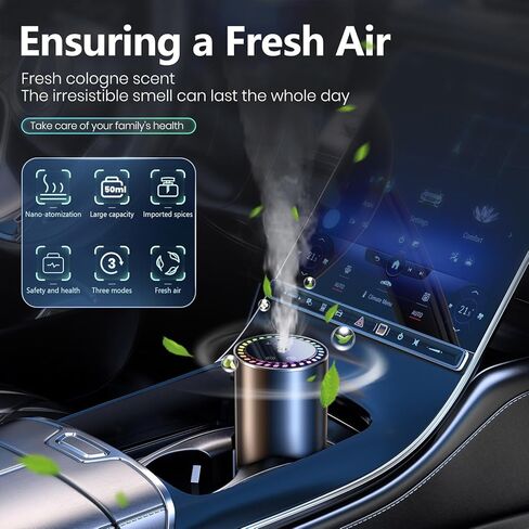 Smart Car air Fragrance/Car air freshener/Fragrance Diffuser for Auto Home Office Bedroom,Auto On/Off,3-Modes Adjustable, Built-in Battery,Starry Light,Lasts for 24 Weeks,Cologne in Saudi Arabia