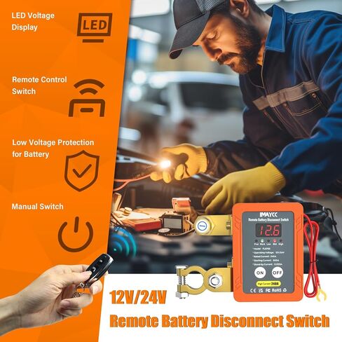 IMAYCC Remote Battery Disconnect Switch 12V, Kill Switch for Car with Led Voltage Display, Car Battery Kill Switch Anti Theft, Battery Cut Off Shut Off Switch for Auto,Vehicle, RV, ATV,Truck, Boat. in Kuwait