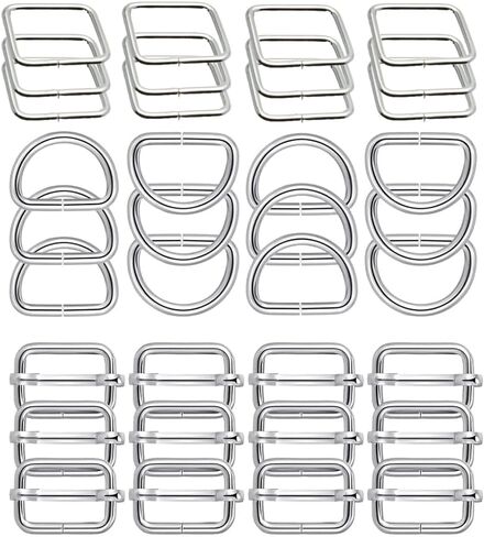 Metal Belt Buckle Hardware Set, 36 Pieces, 1-1/2 Inch, D-Rings and Slide Buckles, Rectangle Ring,for DIY Bags and Crafts in Saudi Arabia
