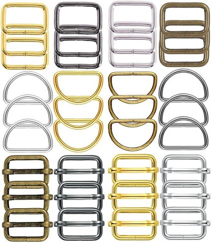Metal Belt Buckle Hardware Set, 36 Pieces, 1-1/2 Inch, D-Rings and Slide Buckles, Rectangle Ring,for DIY Bags and Crafts in Saudi Arabia