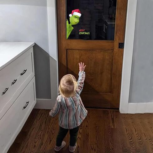 Christmas Car Decals Green Monster Peeker Design Stickers Funny Christmas Car Decorations Waterproof PVC Rear Windshield Stickers for Holiday Xmas Car Window Decor Accessories in Kuwait