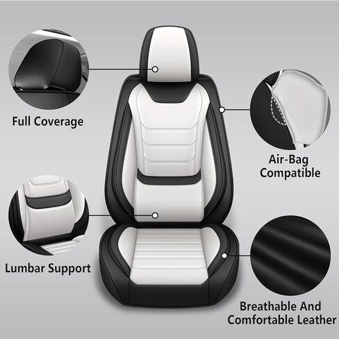 أغطية مقاعد السيارة لسيارة Toyota Land Cruiser 2000-2025، مجموعة كاملة من أغطية مقاعد جلد نابا الفاخرة، واقيات المقعد الخلفي الأمامي مقاومة للماء ومضادة للانزلاق (مجموعة كاملة قياسية/أسود وأزرق) in Kuwait
