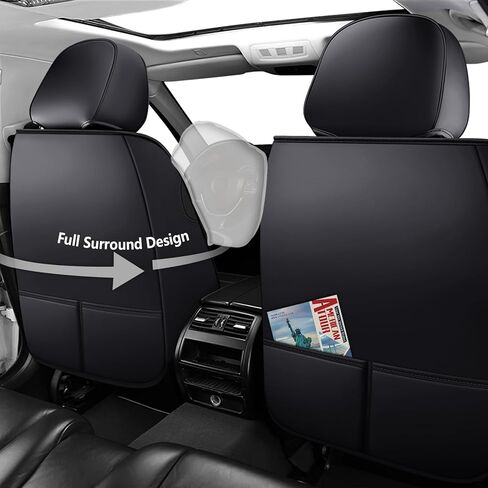 أغطية مقاعد السيارة لسيارة Toyota Land Cruiser 2000-2025، مجموعة كاملة من أغطية مقاعد جلد نابا الفاخرة، واقيات المقعد الخلفي الأمامي مقاومة للماء ومضادة للانزلاق (مجموعة كاملة قياسية/أسود وأزرق) in Kuwait