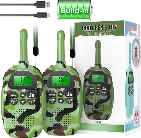 Walkie Talkies for Kids Adult, 2 Pack Rechargeable Kids Walkies Talkies, 3km Long Range, 22 Channels, Kid Birthday Gift for 3-12 Year Old Boys Girls for Outdoor Adventures, Hiking, Camo in Saudi Arabia