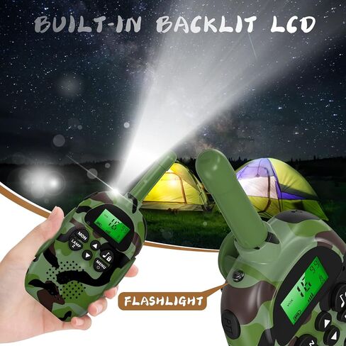 Walkie Talkies for Kids Adult, 2 Pack Rechargeable Kids Walkies Talkies, 3km Long Range, 22 Channels, Kid Birthday Gift for 3-12 Year Old Boys Girls for Outdoor Adventures, Hiking, Camo in Saudi Arabia