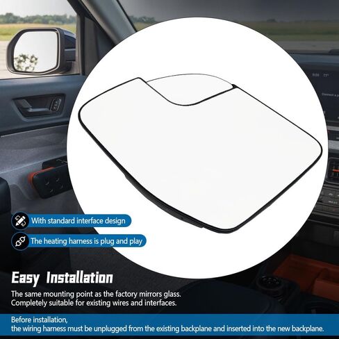 زجاج مرآة الرؤية الخلفية مع جانب الراكب الأيمن المدفأ بالطاقة متوافق مع Ford Maverick 2022 2023 2024 in Kuwait