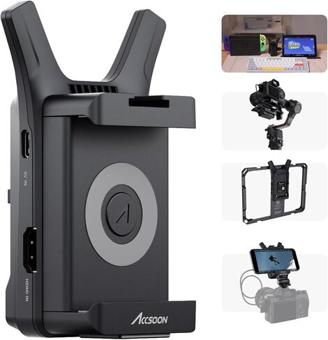 Accsoon CineView Nano HDMI Image Transmission System for RS2/RS3/RS3 Pro/Camera Stabilizer, 5GHz Wireless Video Image Transmitter-with 4 RX Monitors, 500ft Range&0.06s Low Latency, Quick Release in Kuwait