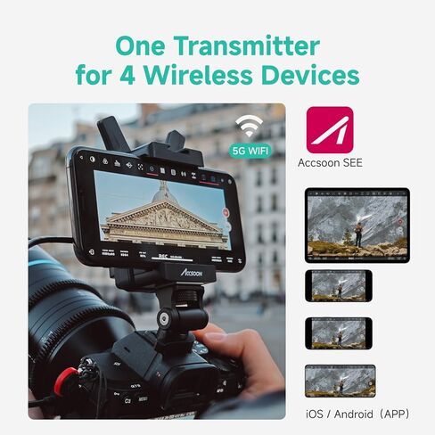 Accsoon CineView Nano HDMI Image Transmission System for RS2/RS3/RS3 Pro/Camera Stabilizer, 5GHz Wireless Video Image Transmitter-with 4 RX Monitors, 500ft Range&0.06s Low Latency, Quick Release in Kuwait
