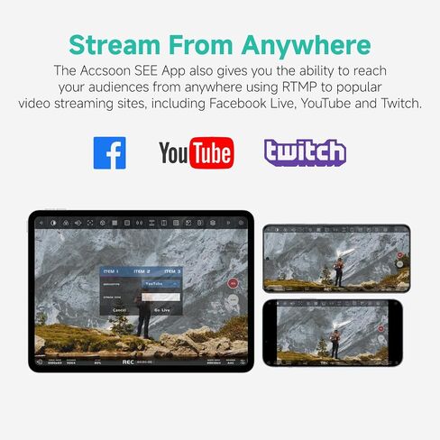 Accsoon CineView Nano HDMI Image Transmission System for RS2/RS3/RS3 Pro/Camera Stabilizer, 5GHz Wireless Video Image Transmitter-with 4 RX Monitors, 500ft Range&0.06s Low Latency, Quick Release in Kuwait