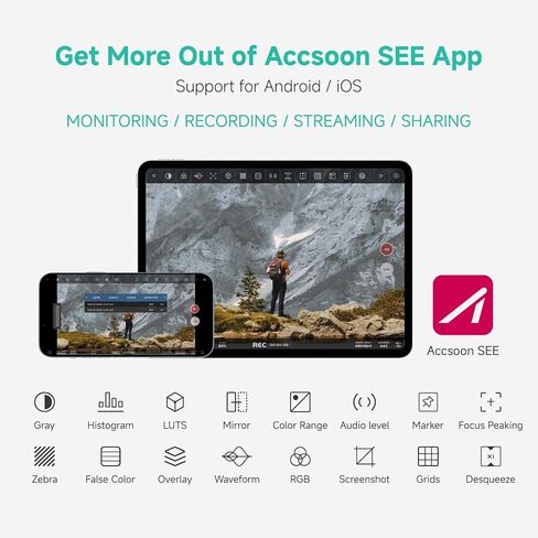 Accsoon CineView Nano HDMI Image Transmission System for RS2/RS3/RS3 Pro/Camera Stabilizer, 5GHz Wireless Video Image Transmitter-with 4 RX Monitors, 500ft Range&0.06s Low Latency, Quick Release in Kuwait