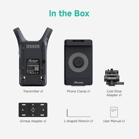 Accsoon CineView Nano HDMI Image Transmission System for RS2/RS3/RS3 Pro/Camera Stabilizer, 5GHz Wireless Video Image Transmitter-with 4 RX Monitors, 500ft Range&0.06s Low Latency, Quick Release in Kuwait